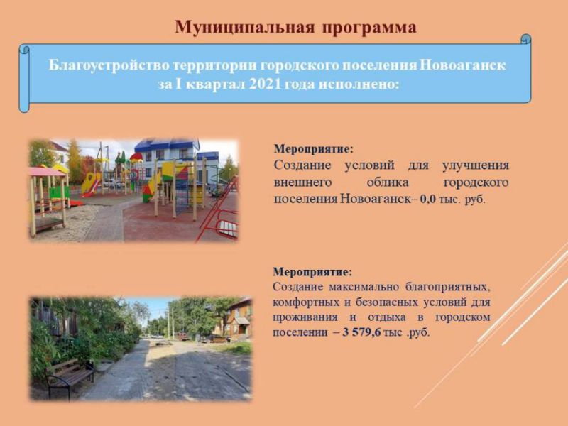 Отчет об исполнении бюджета городского поселения    Новоаганск   за  I  квартал  2021 года